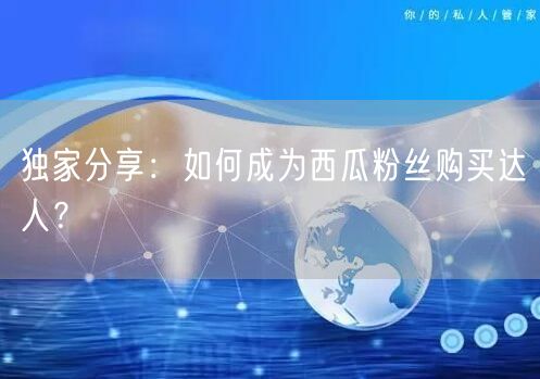 独家分享：如何成为西瓜粉丝购买达人？